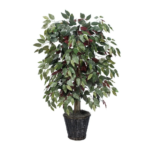 Vickerman 4' Artificial Capensia Bush, Rattan Basket