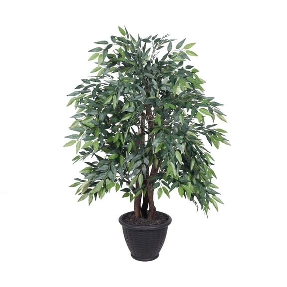 Vickerman 4' Artificial Green Smilax Extra Full Bush, Gray Round Plastic Container.