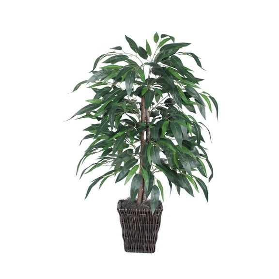 Vickerman 4' Artificial Mango Bush, Square Willow Basket.