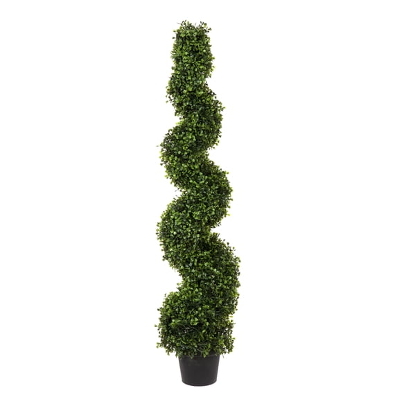Vickerman 4' Artificial Potted Green Boxwood Spiral Tree.