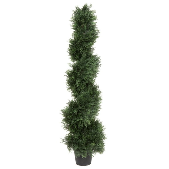 Vickerman 4' Artificial Potted Green Cedar Spiral Tree.