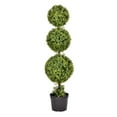 thumbnail image 1 of Vickerman 4' Artificial Potted Triple Ball Green Boxwood Topiary., 1 of 7