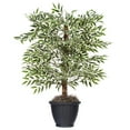 thumbnail image 1 of Vickerman 4' Artificial Variegated Smilax Bush, Gray Round Plastic Container., 1 of 2
