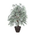 thumbnail image 1 of Vickerman 4' Artificial Variegated Smilax Extra Full Bush, Brown Plastic Container., 1 of 2