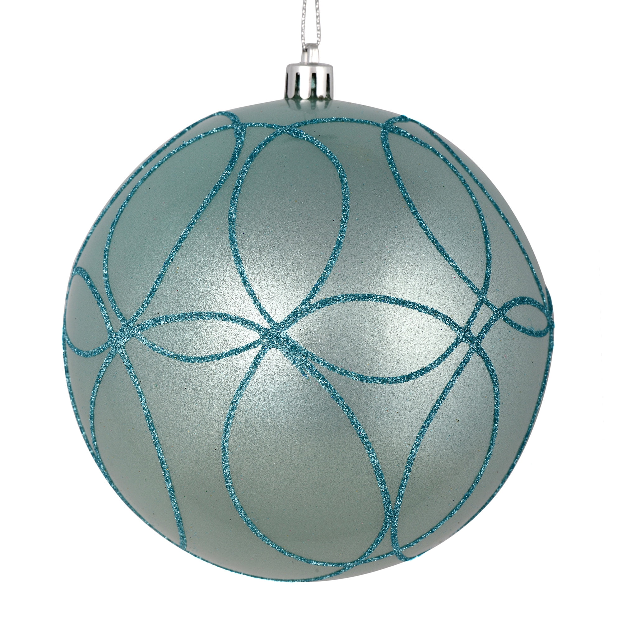 Vickerman 4" Baby Blue Candy Finish Ornament with Circle Glitter Pattern, 4 per Bag