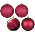 thumbnail image 1 of Vickerman 4" Berry Red 4-Finish Ball Ornament Assortment, 12 per Box, 1 of 2