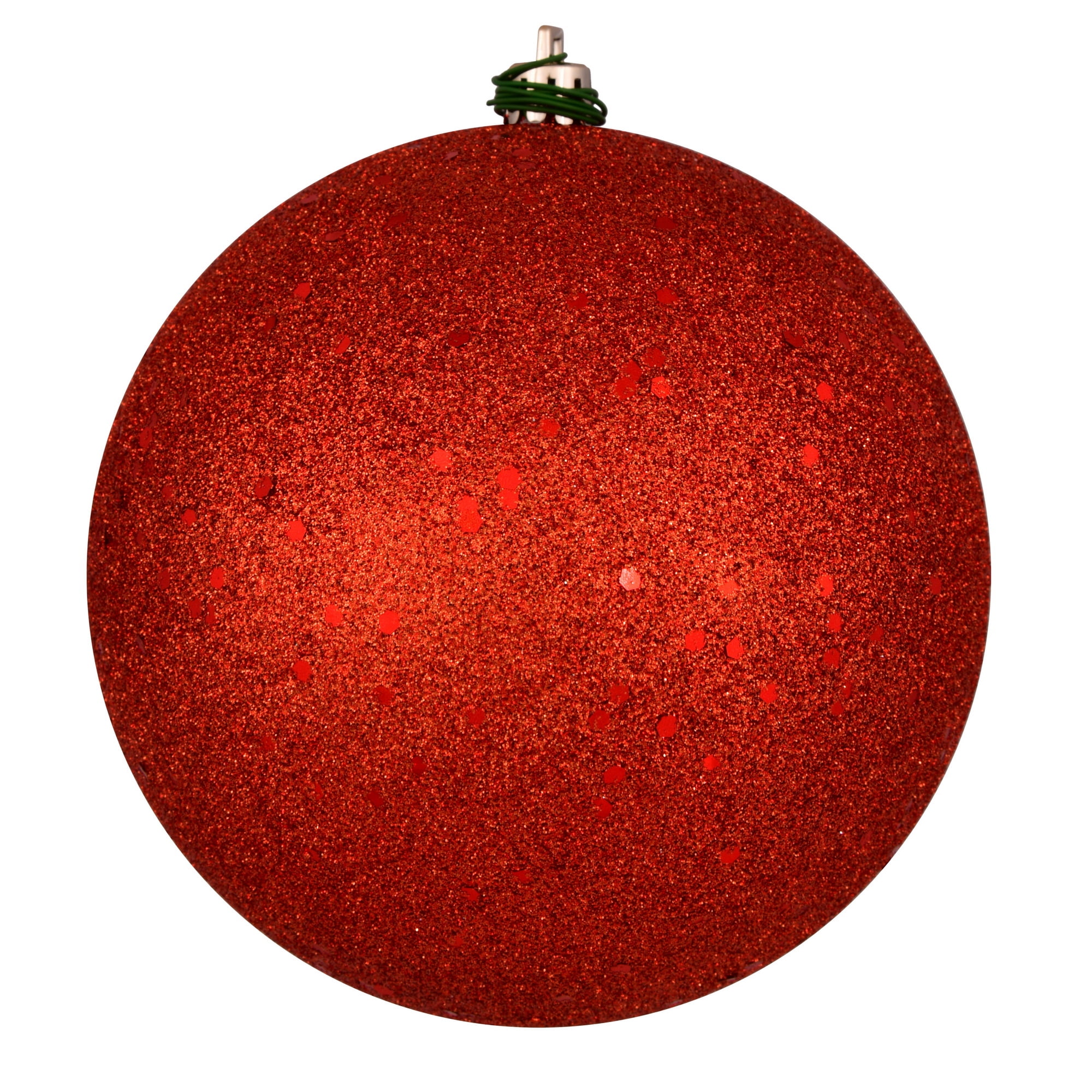 Red Shatterproof Sequin Plastic Holiday Ornaments, 4" Set of 6