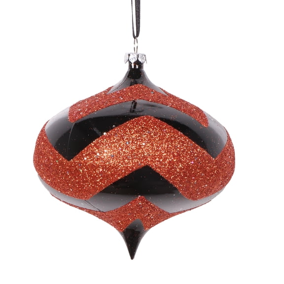 Vickerman 4" Black Orange Onion Ornament, 4 per bag.