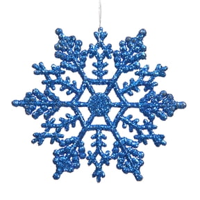 Vickerman 4" Blue Glitter Snowflake Christmas Ornament, 24 per Box