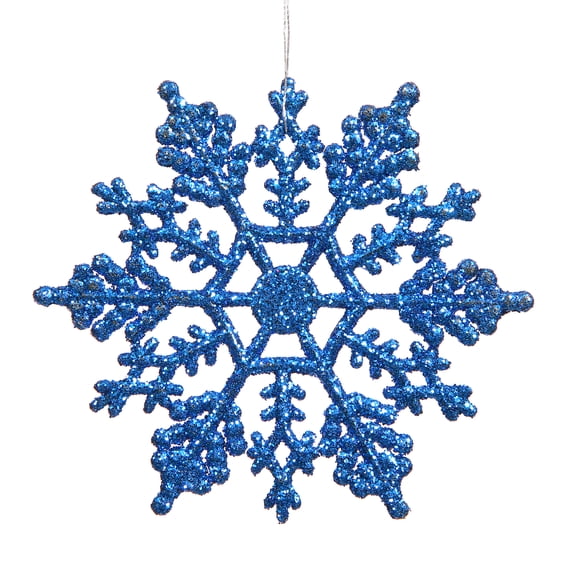 Vickerman 4" Blue Glitter Snowflake Christmas Ornament, 24 per Box