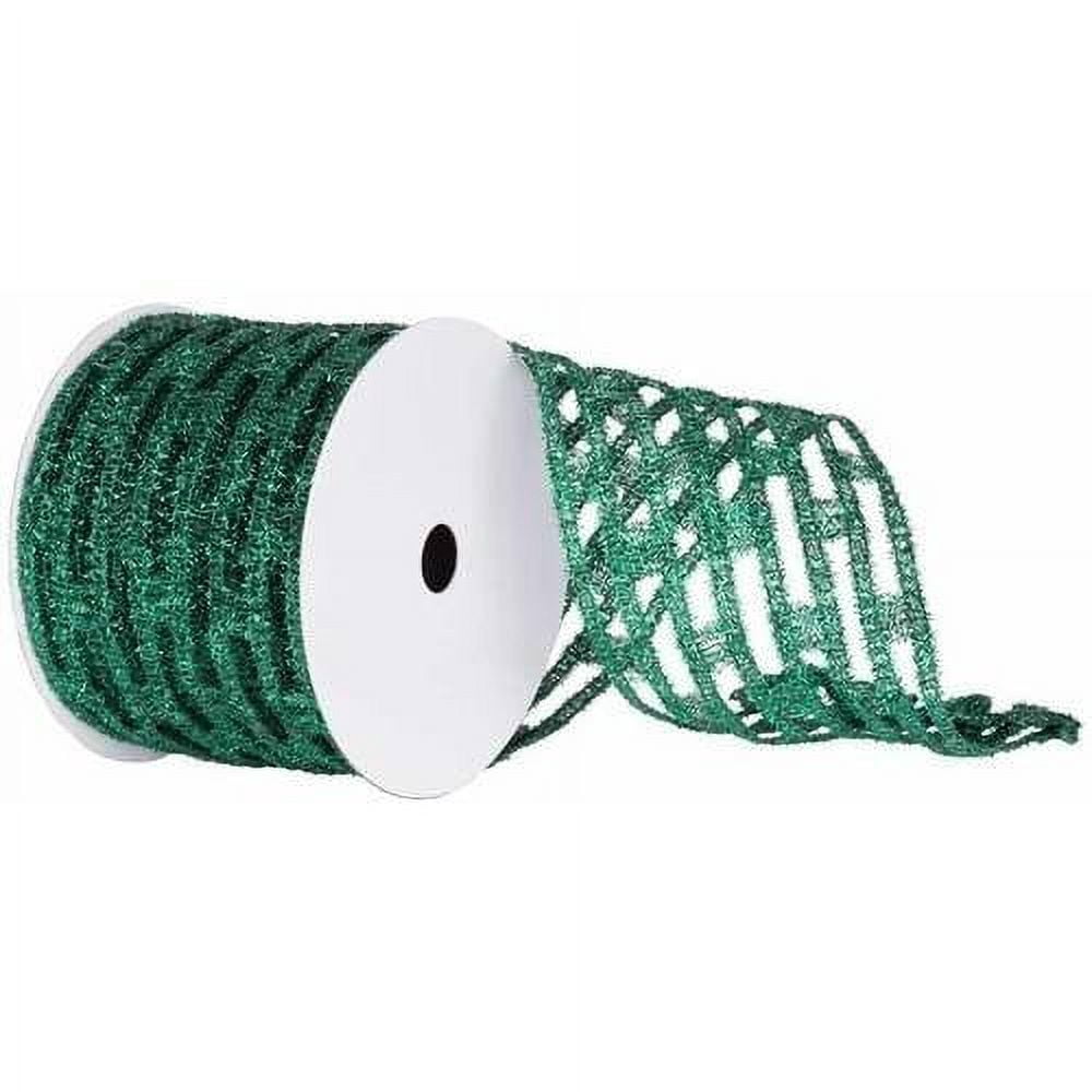 Vickerman 6" Emerald Metallic Rectangle Wired Mesh Ribbon