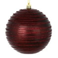 Vickerman 4" Burgundy Candy Finish Ball Ornament with Glitter Lines, 4