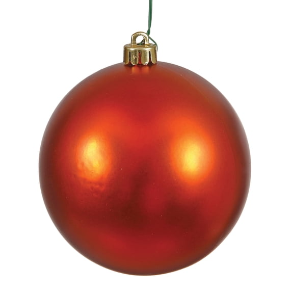 Vickerman 4" Burnished Orange Matte Ball Ornament, 6 per Bag
