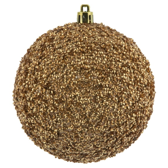Vickerman 4" Cafe Latte Beaded Ball Ornament, 6 per Bag