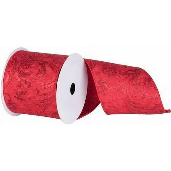 Vickerman 4" Champagne Filigree Jacquard Christmas Ribbon