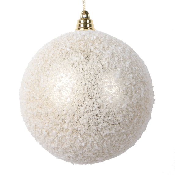 Vickerman 4" Champagne Matte Snow Covered Ornament, 4 per bag.