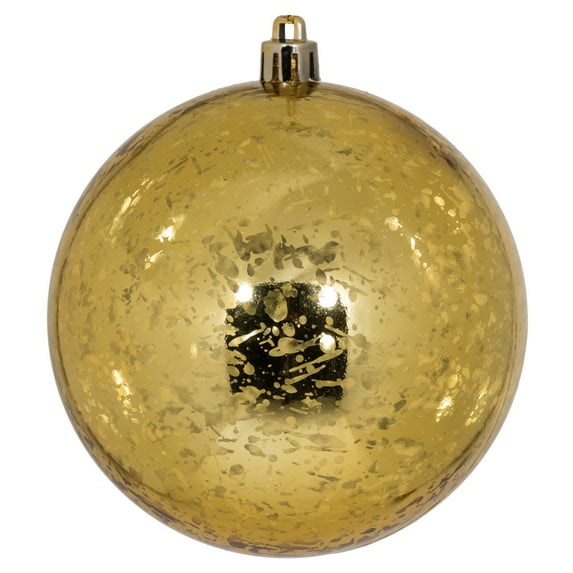 Vickerman 4" Christmas Ornament Ball, Honey Gold Shiny Mercury Finish, Shatterproof Plastic, Holiday Christmas Tree Decoration, 6 Pack