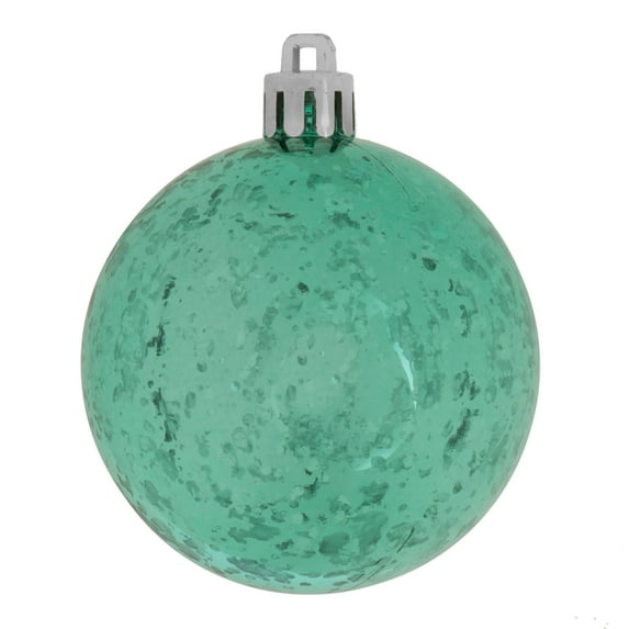 Vickerman 4" Christmas Ornament Ball, Teal Shiny Mercury Finish,Shatterproof Plastic, Holiday Christmas Tree Decoration, 6 Pack
