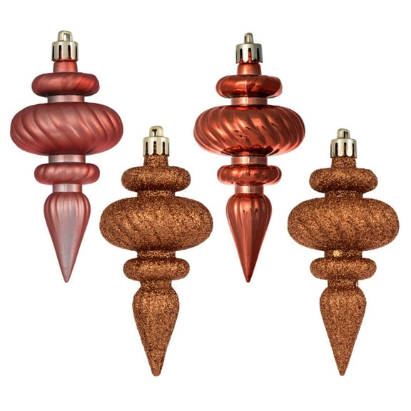 Vickerman 4" Coral 4-Finish Finial Ornament, 8 per Box