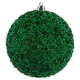 thumbnail image 1 of Vickerman 4" Emerald Beaded Ball Ornament, 6 per Bag, 1 of 5