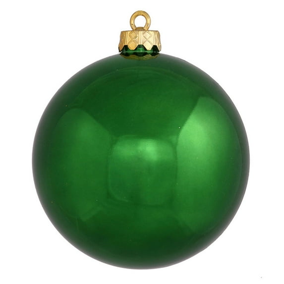 Vickerman 4" Emerald Shiny Ball Ornament, 6 per Bag
