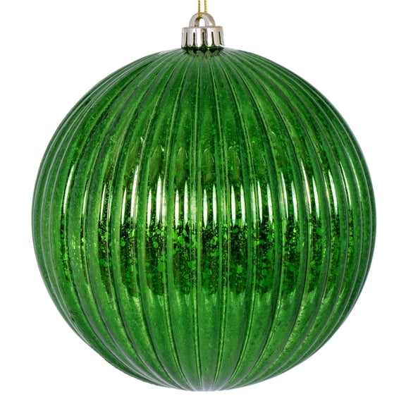 Vickerman 4" Emerald Shiny Lined Mercury Ball Ornament, 6 per bag.