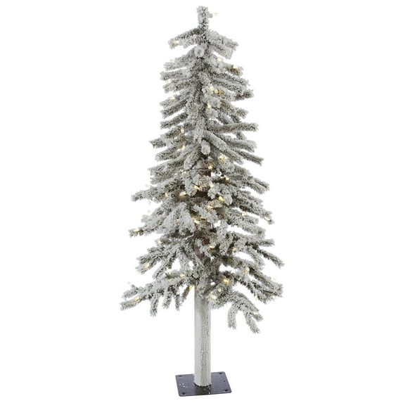Vickerman 4' Flocked Alpine Artificial Christmas Tree, Warm White Single Mold LED lights