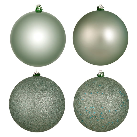 Vickerman 4" Frosty Mint 4-Finish Ball Ornament Assortment, 12 per Box