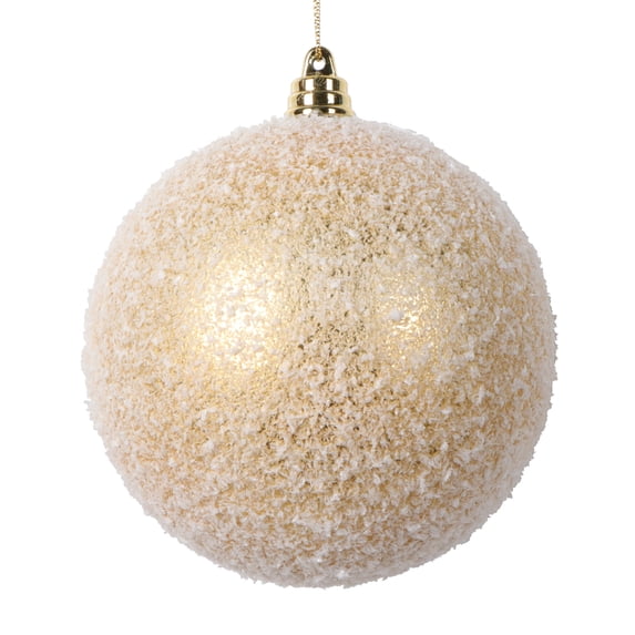 Vickerman 4" Gold Matte Snow Covered Ornament, 4 per bag.