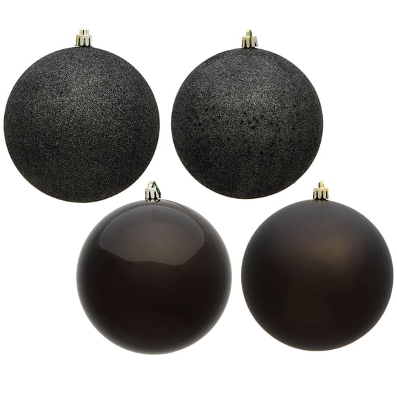 Vickerman 4" Gunmetal 4-Finish Ball Ornament Assortment, 12 per Box