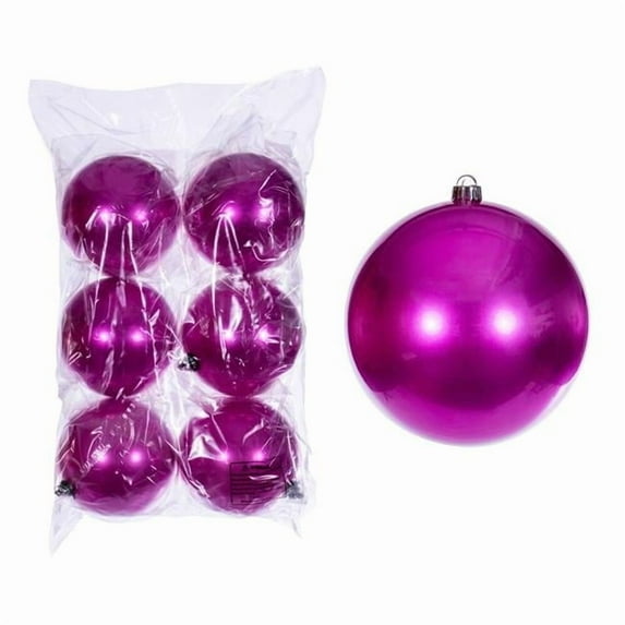 Vickerman 4" Hot Pink Candy Ball Ornament, 6 per bag