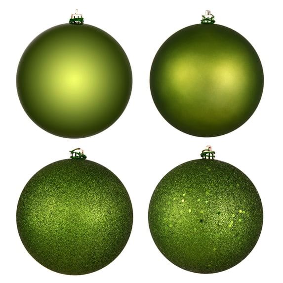 Vickerman 4" Juniper Green 4-Finish Ball Ornament Assortment, 12 per Box
