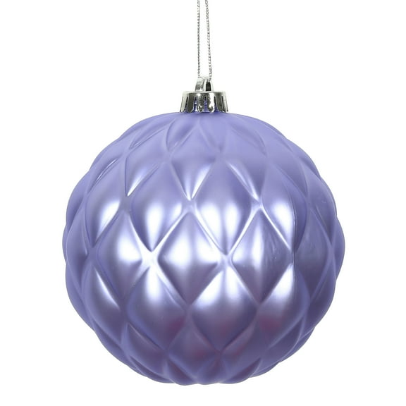 Vickerman 4" Lavender Matte Round Pine Cone Ornament, with drilled and wired caps. Comes 6 per Bag.