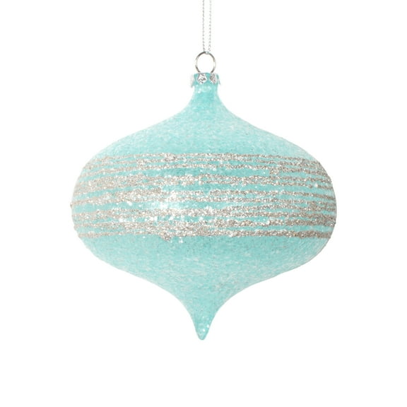 Vickerman 4" Light Blue Onion Ornament, 4 per bag.