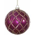 thumbnail image 1 of Vickerman 4"  Magenta Candy Glitt Net Ball 6/B Ball Ornament, 1 of 7