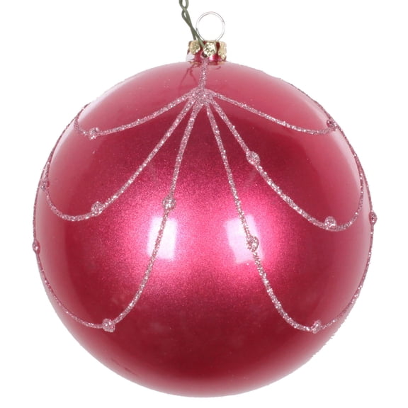 Vickerman 4" Mauve Candy Finish Curtain Ornament with Glitter Accents, 4 per Bag