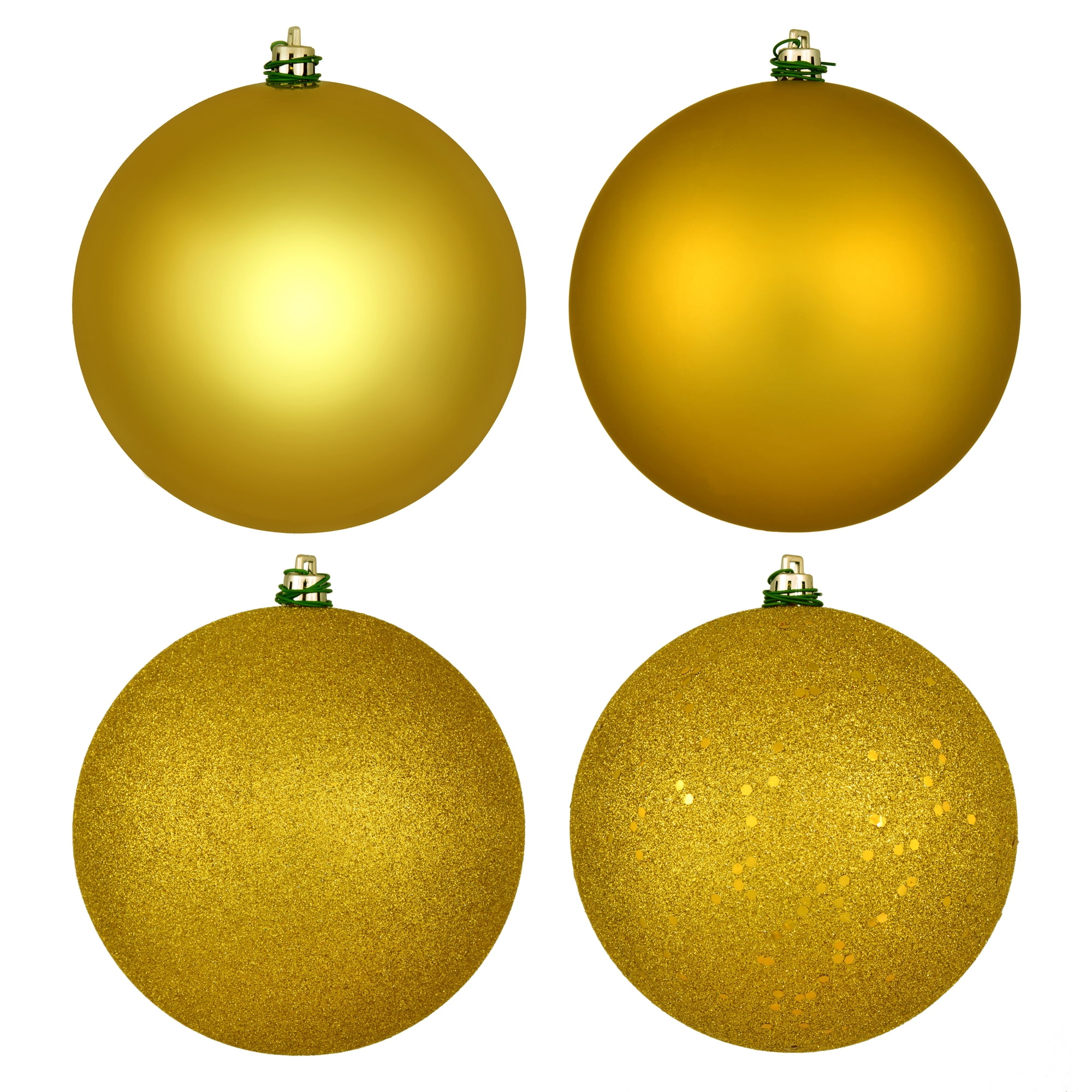 Gold Shatterproof Plastic 4" Ball Ornament Set, 12 Pieces