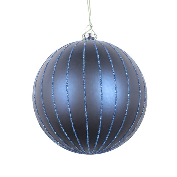 Vickerman 4" Midnight Blue Matte Glitter Ball Christmas Ornament, 4 pieces per bag