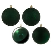 Vickerman 4" Midnight Green 4-Finish Ball Ornament Assortment, 12 per Box