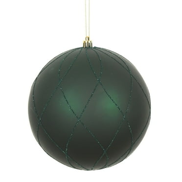 Vickerman 4" Midnight Green Matte and Glitter Swirl Ball Ornament, 4 per Box