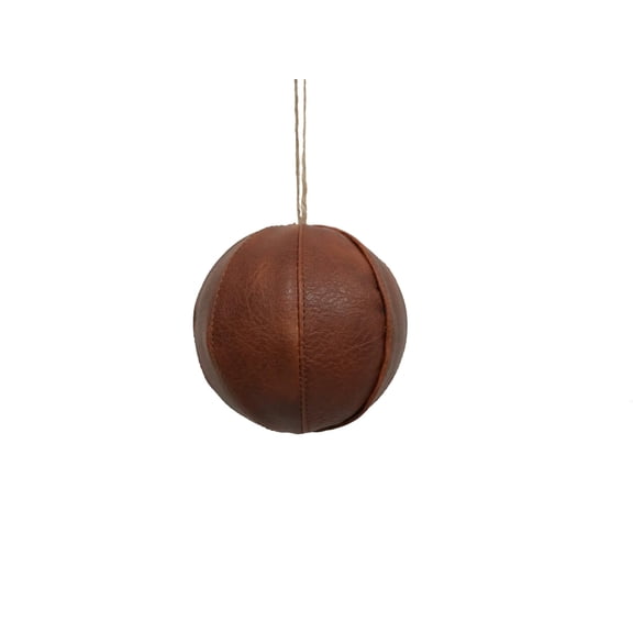 Vickerman 4" Mocha Brown Faux Leather Ball Christmas Ornament, 4 pieces per bag