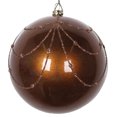 thumbnail image 1 of Vickerman 4" Mocha Candy Finish Curtain Ornament with Glitter Accents, 4 per Bag, 1 of 4