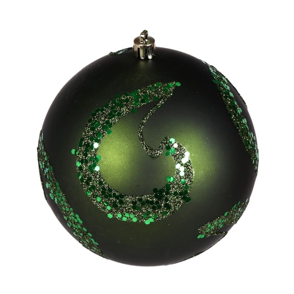 Vickerman 4" Moss Green Matte Sequin Swirl Ornament, 6 per Bag