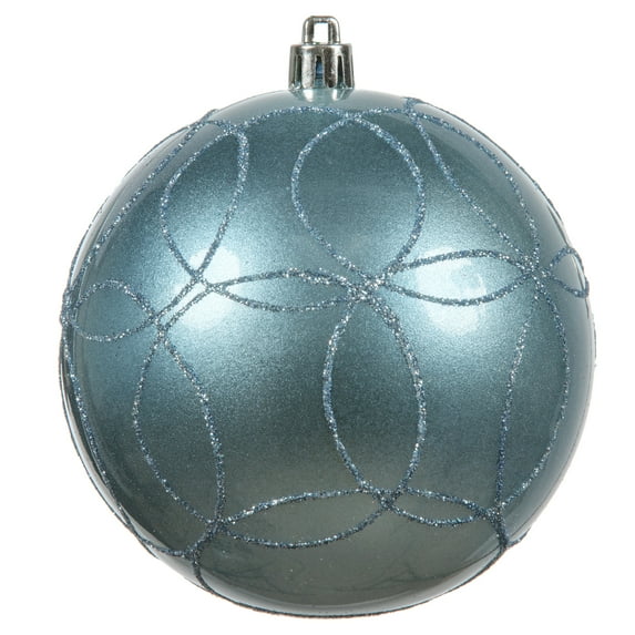 Vickerman 4" Periwinkle Candy Finish Ornament with Circle Glitter Pattern, 4 per Bag