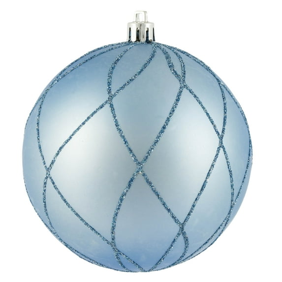 Vickerman 4" Periwinkle Matt Glit Swirl Ball 4Bx