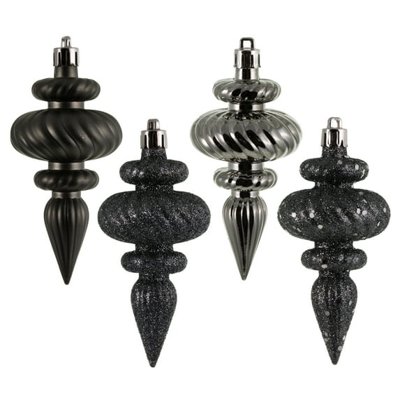 Vickerman 4" Pewter 4-Finish Finial Ornament, 8 per Box