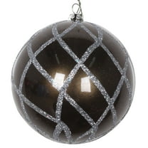 Vickerman 4" Pewter Candy Glitter Net Ball Ornament, 3 per Bag