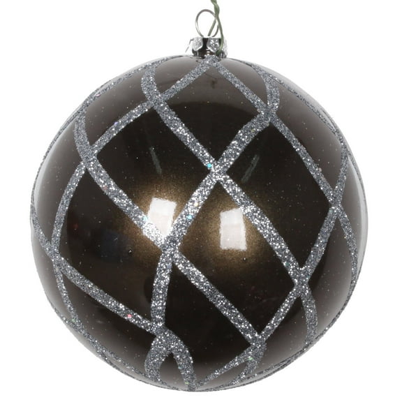 Vickerman 4" Pewter Candy Glitter Net Ball Ornament, 3 per Bag
