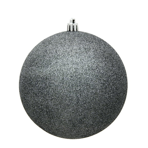 Vickerman 4" Pewter Glitter Ball Ornament, 6 per Bag