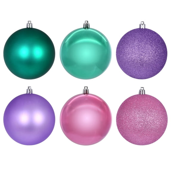 Vickerman 4" Pink, Teal, and Lavender Ornament Assortment, 18 per box.